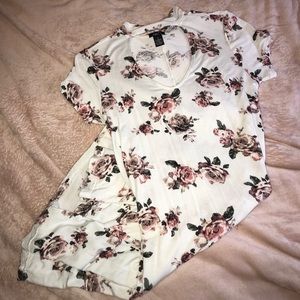 Floral T-shirt Dress with Choker Detail
